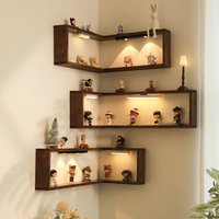 Wall 90 Degree Corner Bookshelf Suspended Wall Decoration Rack Living Room Wall Corner Storage Holder Without Light
