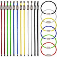10er-Pack mehrfarbiges Edelstahl-Draht-Schlüsselanhänger-Kabel, 15,2 cm, 1,5 mm Edelstahl-Schlüsselanhänger, Schlaufe, verschiedene farbige Schlüssela