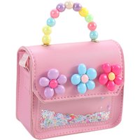 Creative Cute Flowers Children's Messenger Bag Pearl PU Leather Shoulder Bag Cartoon Shiny Crossbody Bags