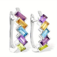 Inlay Colorful Zircon Hoop Earring For Women Fashion Metal Piercing Earring New Trend Luxury Party Wedding Jewelry Accessories