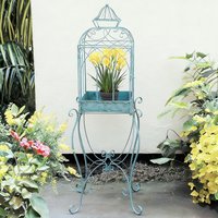 Vintage Wrought Iron Birdcage Flower Stand for Balcony, Garden, Terrace, Outdoor Flower Pots, and Courtyard Landscaping Decoration