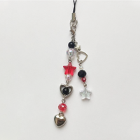 Red and black phone charm/grunge/rock/vampire/star/bag keychain