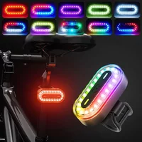 RGB Bicycle Lights Bike Tail Light 600 mAh Memory Mode Rainbow LED Warning USB Waterproof Helmet Scooter Rear Taillight Colored