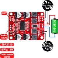 TPA3110 Digital Power Amplifier Module 2x15W Dual Channel Stereo DIY Speaker Amplifier Electronics Design PCB DC 12V Red