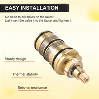 FAST-Brass Replacement Thermostatic Cartridge, Shower Mixer Valve Bar Repair Kit Bathroom Water Temperature Control Faucet
