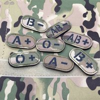 Multicam Blood Type A B O AB Positive Infrared Reflective IR Patches Glow in Dark Tactical Applique Hook Loop Badges