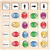 Wooden Montessori Toys Children's Logical Thinking Training Direction Color Cognition Educational Battle Battle Board Game Gifts