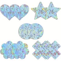 5 pair Glitters Pasties Nipple Covers Stickers Disposable Sticky Breast Petals for Women Rave Party Festival