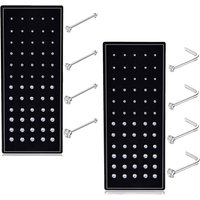 Bobisty 60pcs Nose Studs Rings Piercing Pin Body Jewelry Surgical Steel L Shaped Straight Nose Rings Pack Tragus Stud Jewelry