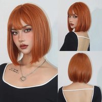 New orange bob hairstyle synthetic wig for party, Halloween cosplay, daily use, high-temperature hair accessory