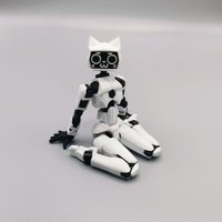 Dummy13 Lucky 13 Cat Ear Action Figure, 3D Printed Multi-Jointed Posable Robot Doll, DIY Assembly Toy for Adults
