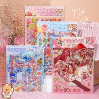 3Pcs Cute Capybara Hexagon 3D Shop Scene PET Stickers, Fruit Barbecue Store Diorama Journal Decals