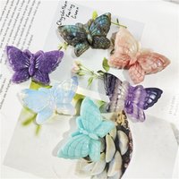 1pcs Hand Carved Crystal Stone Butterfly Pink Opal Lepidolite Labradorite Amazonite Butterflys For Sale home decoration