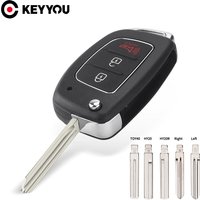 KEYYOU For Hyundai HB20 IX35 I45 SANTA FE Accent I40 I20 Uncut HY15/HY20/TOY40 Blade 3 Buttons Filp Car Remote Key Case Shell
