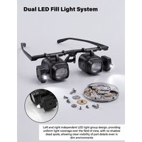 2X-24X Headband Magnifying Glass With 2 LED Light Dual Eye Loupe Replaceable Lens For Jeweler Watchmaker Repair Reading