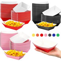 10/25/50pcs Colorful Paper Food Trays Red Pink Disposable Plate Boat for Dessert Popcorn Snack Birthday Party Picnic Supplies
