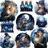 12Pcs/Pack Moonlight Witch Sticker DIY Craft Scrapbooking Album Junk Journal Decorative Stickers