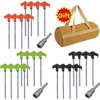 8/4pcs Outdoor Tent Nail 20/25cm Screw Anchor Stakes Pegs Screw In Tent Pegs Ground Nails M8 Carbon Steel Hexagonal Plastic Head