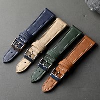 High end French goat leather strap 18 19 20 21 22MM blue-green quick release, soft strap compatible with GT5 6 41mm 46mm vintage