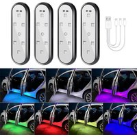 4PCS Car Door Lighting LED 7 Color Projector Atmosphere Lights Magnetic Welcome Door Light Rechargeable Wireless Interior Lamp