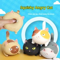 Portable Angry Cat Squeeze Fidget Toy Stress Reliever Soft Squishy Doll Decoration For Office Desktop Home Ornament Lovely Gift