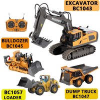 JIKEFUN 1/20 Remote Control Excavator 2.4G Engineering Vehicle Dump Truck Bulldozer Remote Control Loader Toy Car Boy Gift