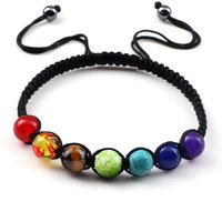 7 Chakra Healing Yoga Reiki Prayer Beaded Bracelet Natural Stones Balance Beads Braided Adjustable Bangle Jewelry Gift For Women