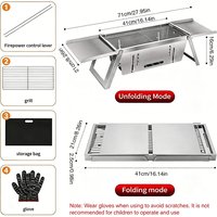 Portable Folding Stainless Steel Charcoal Grill, Outdoor Camping BBQ Grill for Home Backyard Barbecue, Meat Fish Roasting