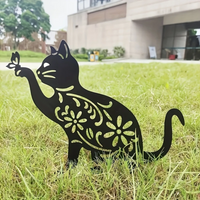 1PC Garden Ornament Cat Yard Art Garden Decoration Acrylic Cat Fun Animal Stake