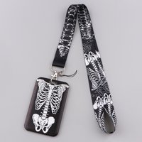 Skull Credential Holder Skeleton Lanyards for Key Neck Strap For Card Badge Gym Keychain Punk Keyring Accessories Halloween Gift