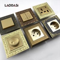 Deopoguye Vintage EU FR UK Włącznik Światła i Gniazdo, Europejski Standard Metalowy Stop Cynku Przyciskowy Panel Przełączników 1/2/3-Gangowy do Majsterkowania Domowego
