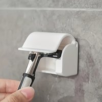 Badezimmer-Organizer - Wandmontierte Duschablage für Rasierer, kein Stromanschluss erforderlich, Kunststoff, Badezimmer-Aufbewahrung, Zubehör, einfach