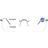 New Retro Frameless Bifocal Men's Reading Glasses Ultra Light Neutral Frameless High-definition Anti Blue Light Glasses