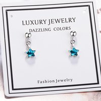 New in 925 Sterling Silver Crystal Star Stud Earrings For Women Fashion Luxury Designer Jewelry Accessories GaaBou