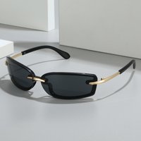 Rimless Candy Color Y2K Sunglasses Women Semi Metal Future Fashion Trendy Streamline Designer Driving GLasses