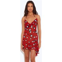 Fantoye Print Sexy Sheer Chiffon Ruffles Women Mini Dress Spaghetti Strap Slit Dress Summer Slim Casual Party Clubwear Vestidos
