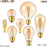 GANRILAND Vintage Low Voltages DC 12V Led Bulbs Amber Glass Soft Warm 2200K E14 E27 B22 Base Marine RV Solar Camping Light Bulb