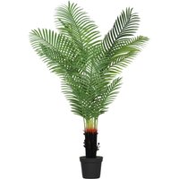 150cm Artificial Areca Palm Tree with 12 PE Leaves, Decorative Artificial Plant with Plastic Pot and Flocked Soil, Green