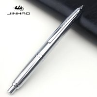 JINHAO 10 Press Fountain Pen Silvery Frosted Black Silver EF/F Nib Top Quality Stationery Office School Supplies Clicking Pens