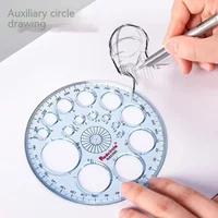 Multifunctional Geometric Template Measuring Ruler 360 Degree Round Ruler Circles Drawing Shape Template Ruler for Office School