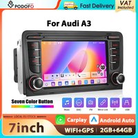 Podofo 7'' 4+64G Autoradio für Audi A3 8P 2003-2012 Multimedia-Player Carplay Android Auto WIFI GPS-Navigation DSP Auto-Audio