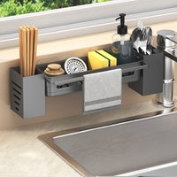 Kitchen and bathroom spoon and chopsticks bucket, cloth storage rack, sink drainage cloth, dishwashing cloth storage, wall-mount