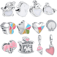 Hot Sales Original 925 Sterling Silver Heart Animal Charms Beads for Original Pendants Bracelets Charms Dangle DIY Jewelry Gift