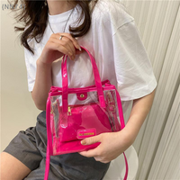 【NN74-M3】New PVC Fashion Transparent Jelly Tote Bag - Waterproof Clear Shoulder Bag for Summer Travel