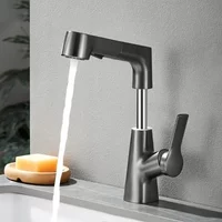 Pull Out Lift Kitchen Faucet 360° Rotatable Bathroom Basin Faucet Stainless Steel Kitchen Sink Faucet with Pull Out Sprayer