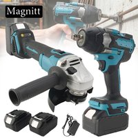 Elektrowerkzeug-Sets 125mm Bürstenloser Winkelschleifer 1800N.M Drehmoment Elektrischer Schlagschrauber 1/2 Zoll Elektrischer Schraubendreher Kombi-Set für Makita 18V Batterie