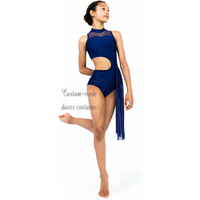 Women mesh and lycra fabric splicing dance unitard girls jazz costume for performance