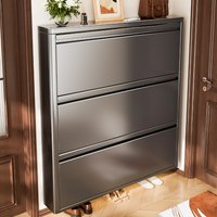 Ultra-thin Steel Shoe Cabinet 12CM Household Entrance Shoe Rack Integrated Against The Wall