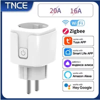 TNCE Tuya wifi/Zigbee Socket EU Plug 16/20A Smart Power Monitor Remote Control Smart Life APP Voice with Alexa Google Home Alice
