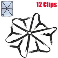 12 Clips Elastic Bed Sheet Grippers Belt Fastener Non-Slip Strap Mattress Clip Fasteners Cover Blankets Grippers Organize Gadget